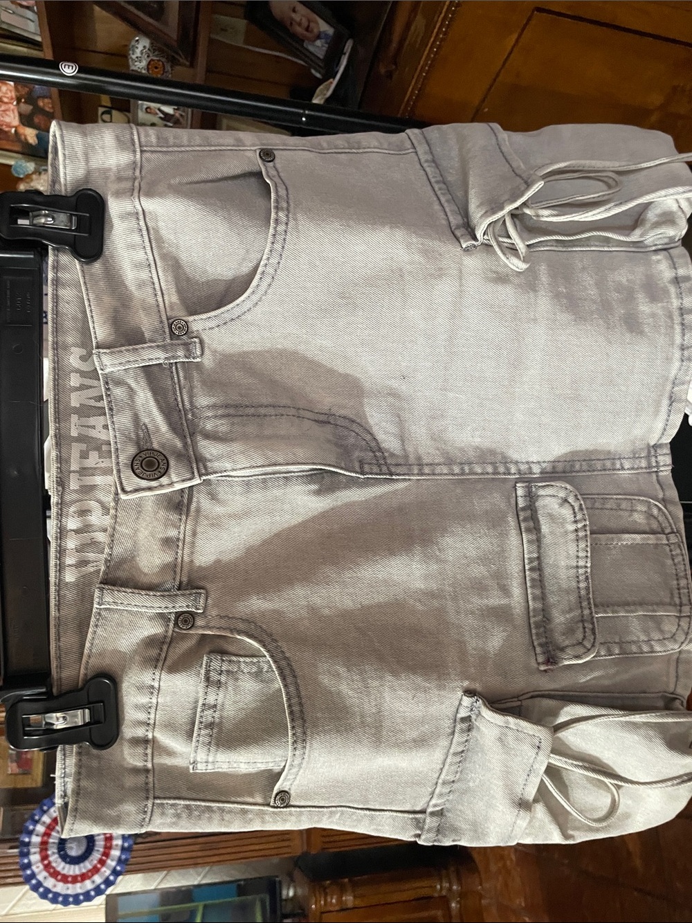 VIP Women's Mini Skirt in Light Gray Washed Denim
